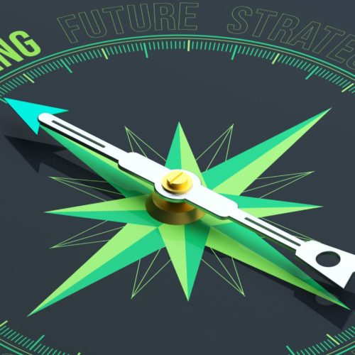 digital compass pointing to planning visualization