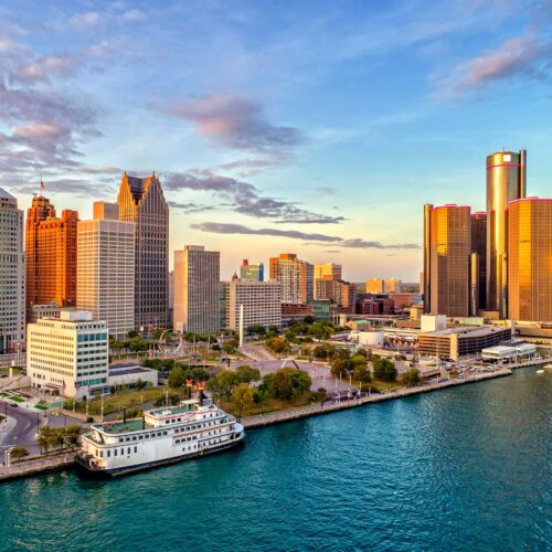 Detroit Skyline along river