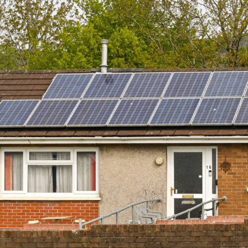 solar panels on the roof of a bungalows
